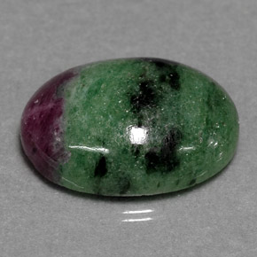 10.08캐럿 천연 멀티컬러 루비 조이사이트, 타원형 컷, 16.5×12.3 mm, 불투명체