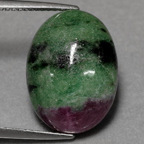 10.08캐럿 천연 멀티컬러 루비 조이사이트, 타원형 컷, 16.5×12.3 mm, 불투명체