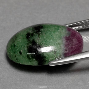 10.08캐럿 천연 멀티컬러 루비 조이사이트, 타원형 컷, 16.5×12.3 mm, 불투명체