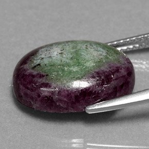 11.00캐럿 천연 멀티컬러 루비 조이사이트, 타원형 컷, 15.9×12.1 mm, 불투명체