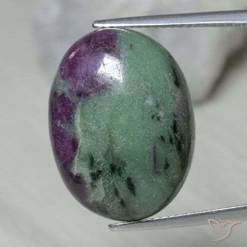 22.07ct 자연스러운 다색 루비-Zoisite, 타원형, 불투명체