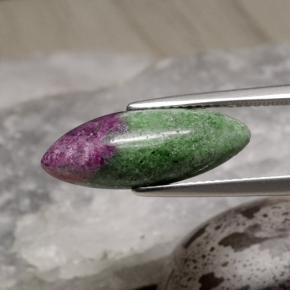 6.42캐럿 천연 멀티컬러 루비 조이사이트, 마퀴즈, 20×7.5 mm, 불투명체