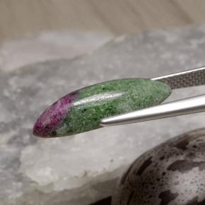 6.42캐럿 천연 멀티컬러 루비 조이사이트, 마퀴즈, 20×7.5 mm, 불투명체