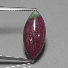 9.44캐럿 천연 멀티컬러 루비 조이사이트, 마퀴즈, 20.3×9.3 mm, 불투명체