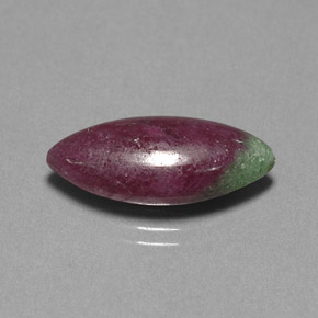 9.44캐럿 천연 멀티컬러 루비 조이사이트, 마퀴즈, 20.3×9.3 mm, 불투명체