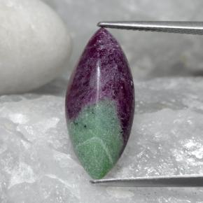7.58캐럿 천연 멀티컬러 루비 조이사이트, 마퀴즈, 20.9×9.3 mm, 불투명체