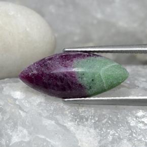7.58캐럿 천연 멀티컬러 루비 조이사이트, 마퀴즈, 20.9×9.3 mm, 불투명체