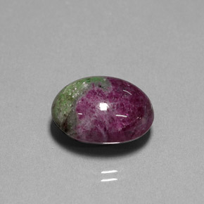 16.74캐럿 천연 멀티컬러 루비 조이사이트, 타원형 컷, 16.6×12.5 mm, 불투명체