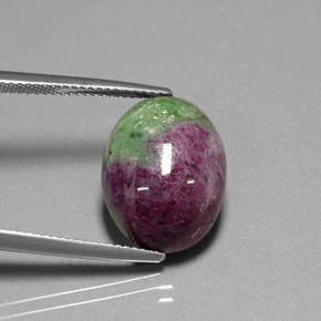 16.74캐럿 천연 멀티컬러 루비 조이사이트, 타원형 컷, 16.6×12.5 mm, 불투명체