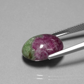 16.74캐럿 천연 멀티컬러 루비 조이사이트, 타원형 컷, 16.6×12.5 mm, 불투명체