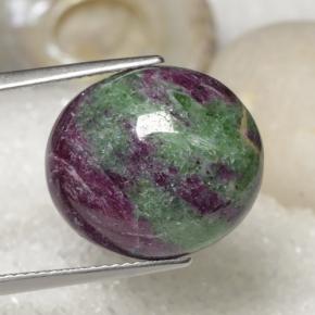 18.97캐럿 천연 멀티컬러 루비 조이사이트, 타원형 컷, 16.7×14.8 mm, 불투명체