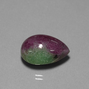 18.64캐럿 천연 멀티컬러 루비 조이사이트, 배 모양, 18.3×12.8 mm, 불투명체
