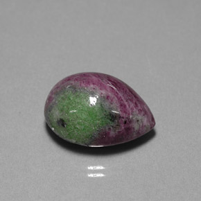 25.42캐럿 천연 멀티컬러 루비 조이사이트, 배 모양, 19.7×14.4 mm, 불투명체