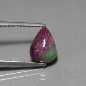 5.18캐럿 천연 멀티컬러 루비 조이사이트, 배 모양, 12.2×8.7 mm, 불투명체