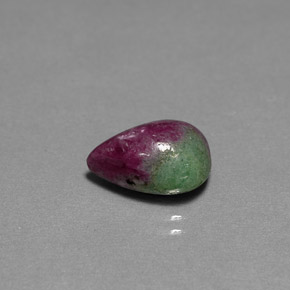 5.18캐럿 천연 멀티컬러 루비 조이사이트, 배 모양, 12.2×8.7 mm, 불투명체