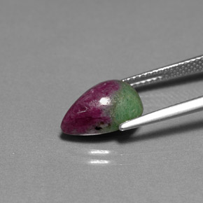 5.18캐럿 천연 멀티컬러 루비 조이사이트, 배 모양, 12.2×8.7 mm, 불투명체