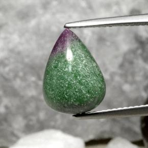 5.62캐럿 천연 멀티컬러 루비 조이사이트, 배 모양, 13.3×9.7 mm, 불투명체