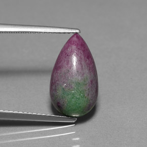 6.11캐럿 천연 멀티컬러 루비 조이사이트, 배 모양, 15.5×9 mm, 불투명체