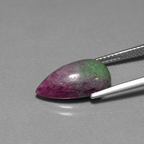 6.11캐럿 천연 멀티컬러 루비 조이사이트, 배 모양, 15.5×9 mm, 불투명체