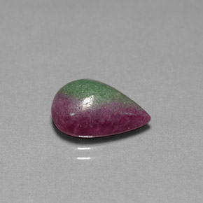 6.24캐럿 천연 멀티컬러 루비 조이사이트, 배 모양, 14.1×10.2 mm, 불투명체