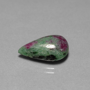6.78캐럿 천연 멀티컬러 루비 조이사이트, 배 모양, 16.1×9.8 mm, 불투명체