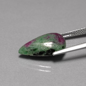 6.78캐럿 천연 멀티컬러 루비 조이사이트, 배 모양, 16.1×9.8 mm, 불투명체