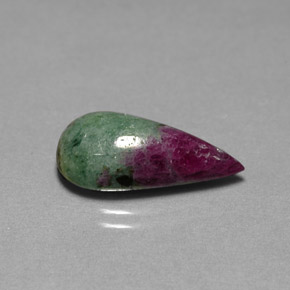 6.99캐럿 천연 멀티컬러 루비 조이사이트, 배 모양, 18.4×9.1 mm, 불투명체