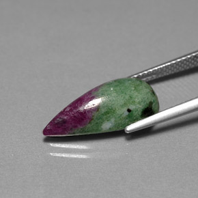 6.99캐럿 천연 멀티컬러 루비 조이사이트, 배 모양, 18.4×9.1 mm, 불투명체