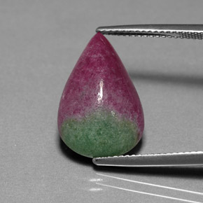 9.30캐럿 천연 멀티컬러 루비 조이사이트, 배 모양, 18.2×12.1 mm, 불투명체