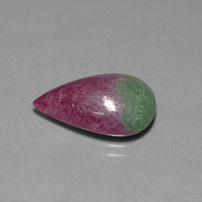 9.30캐럿 천연 멀티컬러 루비 조이사이트, 배 모양, 18.2×12.1 mm, 불투명체