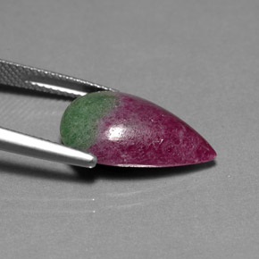 9.30캐럿 천연 멀티컬러 루비 조이사이트, 배 모양, 18.2×12.1 mm, 불투명체