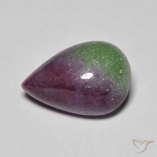 9.67캐럿 천연 멀티컬러 루비 조이사이트, 배 모양, 15.2×10.1 mm, 불투명체