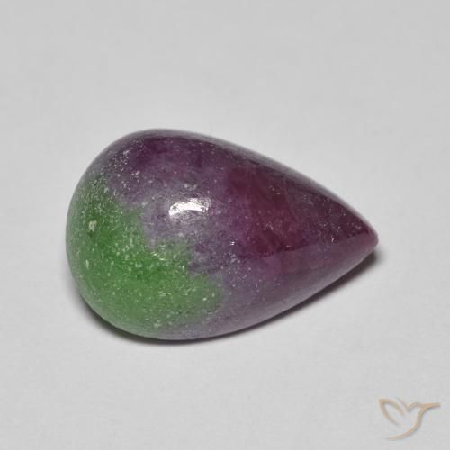 9.67캐럿 천연 멀티컬러 루비 조이사이트, 배 모양, 15.2×10.1 mm, 불투명체