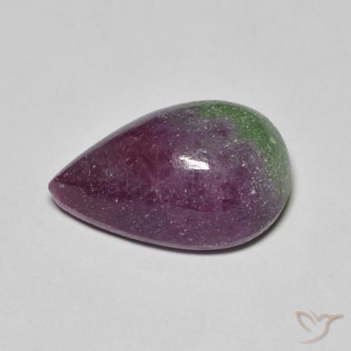 9.67캐럿 천연 멀티컬러 루비 조이사이트, 배 모양, 15.2×10.1 mm, 불투명체