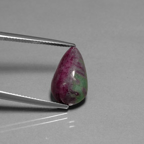 11.05캐럿 천연 멀티컬러 루비 조이사이트, 배 모양, 16.6×10.2 mm, 불투명체