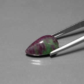 11.05캐럿 천연 멀티컬러 루비 조이사이트, 배 모양, 16.6×10.2 mm, 불투명체