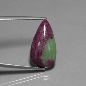 12.16캐럿 천연 멀티컬러 루비 조이사이트, 배 모양, 22.5×12.2 mm, 불투명체