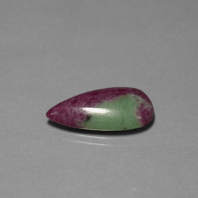 12.16캐럿 천연 멀티컬러 루비 조이사이트, 배 모양, 22.5×12.2 mm, 불투명체