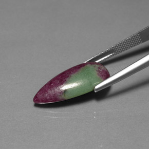 12.16캐럿 천연 멀티컬러 루비 조이사이트, 배 모양, 22.5×12.2 mm, 불투명체