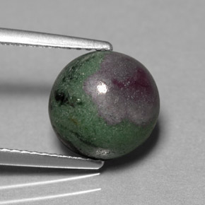 5.46캐럿 천연 멀티컬러 루비 조이사이트, 라운드 컷, 9.62 mm, 불투명체