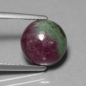 4.96캐럿 천연 멀티컬러 루비 조이사이트, 라운드 컷, 9.86 mm, 불투명체