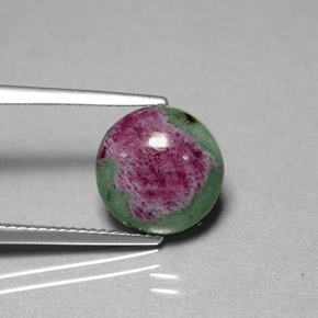 4.96캐럿 천연 멀티컬러 루비 조이사이트, 라운드 컷, 10.94 mm, 불투명체