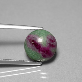 5.38캐럿 천연 멀티컬러 루비 조이사이트, 라운드 컷, 10.57 mm, 불투명체
