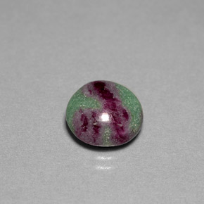 5.38캐럿 천연 멀티컬러 루비 조이사이트, 라운드 컷, 10.57 mm, 불투명체