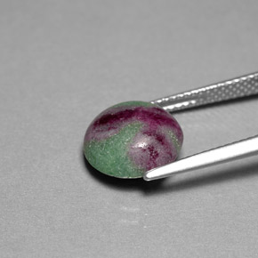5.38캐럿 천연 멀티컬러 루비 조이사이트, 라운드 컷, 10.57 mm, 불투명체