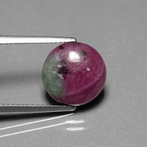 6.09캐럿 천연 멀티컬러 루비 조이사이트, 라운드 컷, 11.79 mm, 불투명체