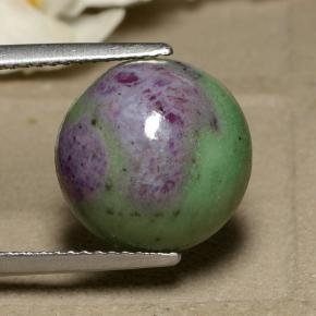 9.34캐럿 천연 멀티컬러 루비 조이사이트, 라운드 컷, 12.32 mm, 불투명체