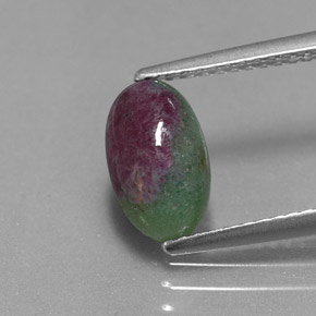 1.93캐럿 천연 멀티컬러 루비 조이사이트, 타원형 컷, 9.7×5.8 mm, 불투명체