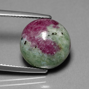 13.36캐럿 천연 멀티컬러 루비 조이사이트, 라운드 컷, 13.42 mm, 불투명체