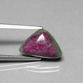 5.18캐럿 천연 멀티컬러 루비 조이사이트, 트릴리언, 14.1×9.4 mm, 불투명체